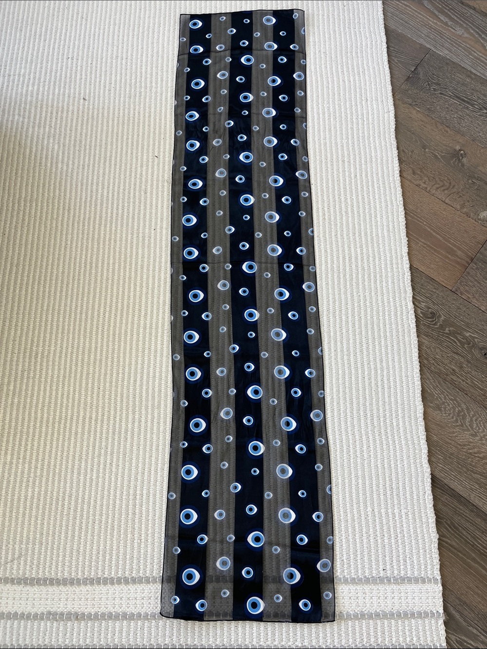New Evil Eye Protection Black Scarf Long Wrap Purse Accessory Bow